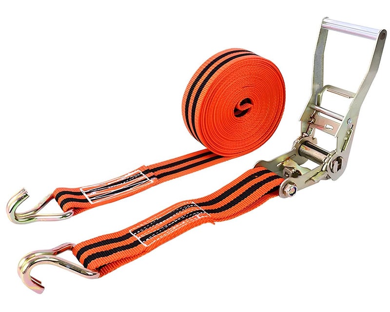PRAMANTA Cargo Ratchet Tie Down Straps Lashing Strap Securing Straps with Metal J Hook for Trucks, Cars, Motorcycles 3300 LBS Break Strength Cam Buckle Straps (1Pcs) - Image 1