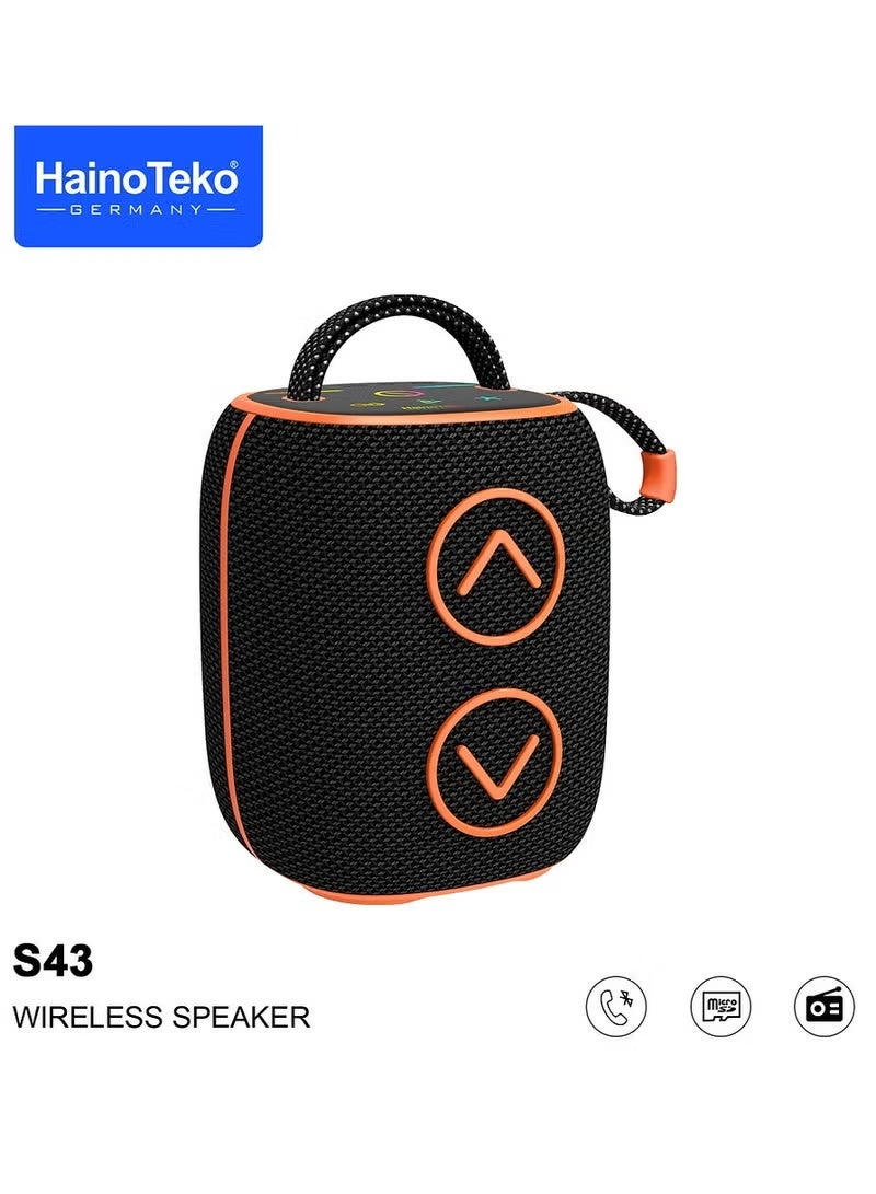 Haino Teko Haino Teko Germany S43 Portable Speaker With Button Control and RGB Colour Black - Image 1