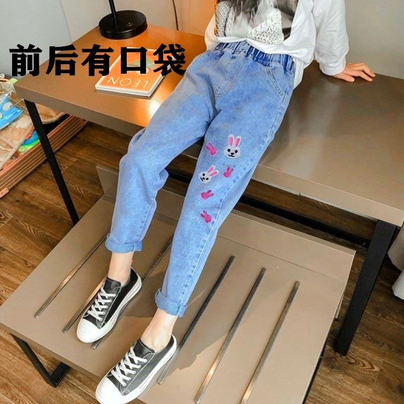 Children'S Clothing Girls' Jeans Large Children'S Wide Leg Pants Baby Casual Western Style Pants - Image 4