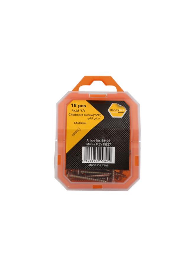 HONEY BEE 18-Piece Corrosion-Proof YZP Chipboard Screws Bronze 3.5 x 35mm ZY15287  - Image 1
