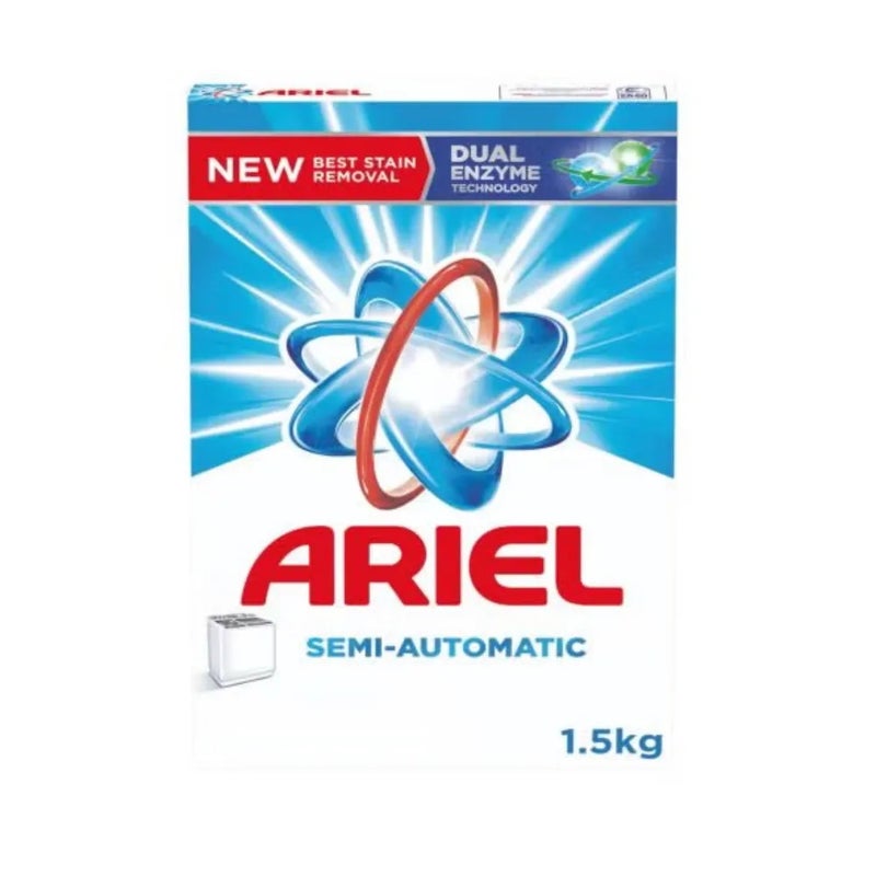 Ariel Semi Automatic Laundry Detergent Powder With Dual Enzyme Technology- 1.5kg