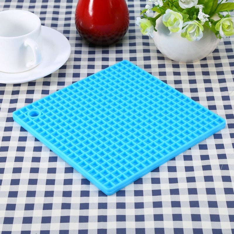JERN® Silicone Placemats for Table Heat Resistant Mat Non-Slip Square Cup Coaster Placemat for Kitchen Table Accessories (4, Blue) - Image 3