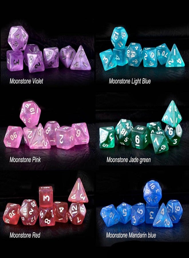 BESCON Moonstone 10mm Mini DND Dice Set for MTG RPG Dungeons and Dragons Role Playing Game, Assorted Colored 6X7 42pcs Set - Image 3