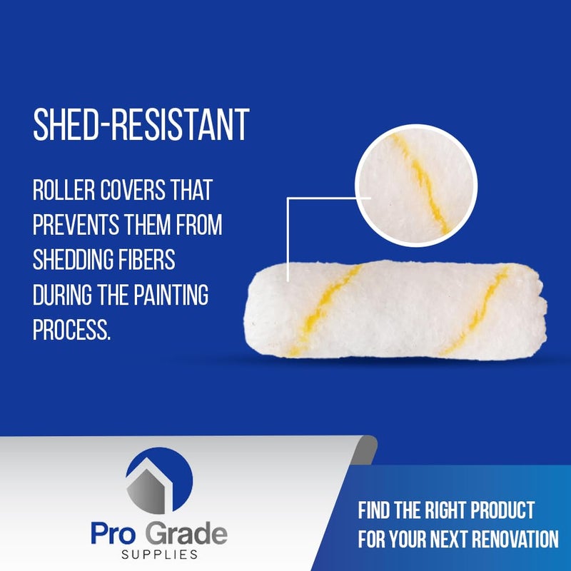 Pro-Grade Pro Grade Paint Roller Cover Set,Wall Painting Roller Naps for Professional or Home Owners with All Paints and Stains. Paint Roller Covers are for House or Commercial Use. (4" Mini 25Ea) - Image 2