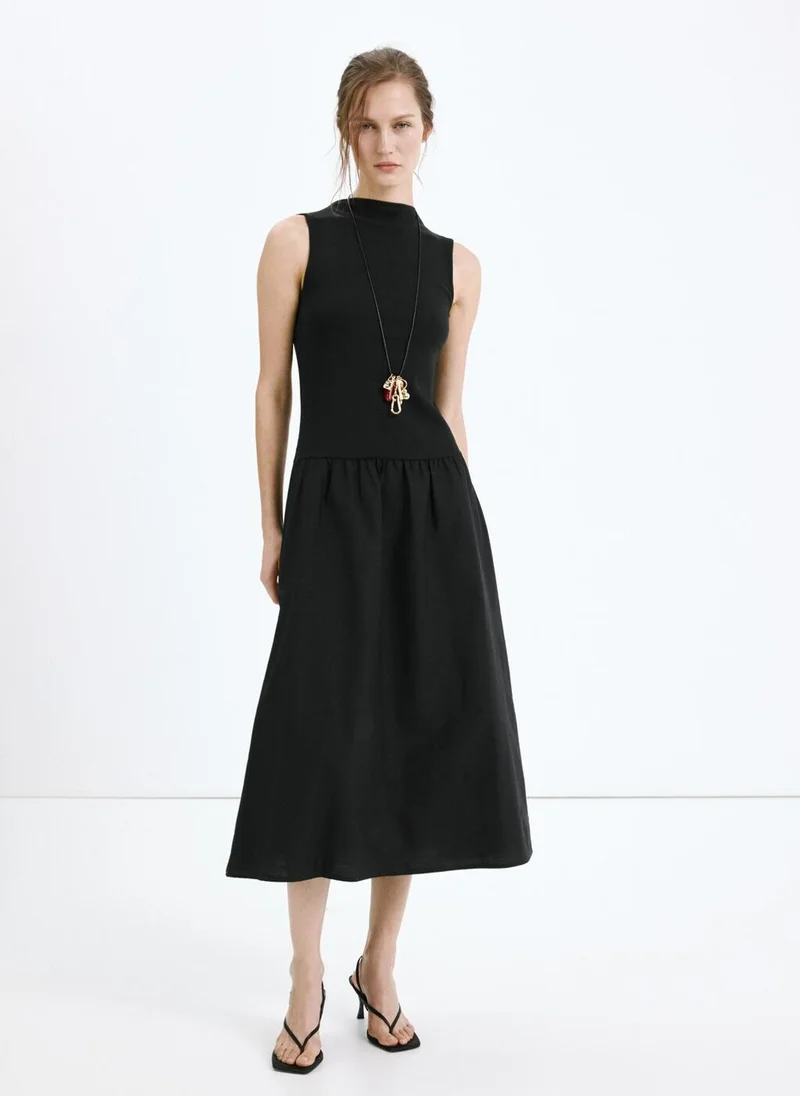 مانجو Contrast-Bodice Dress