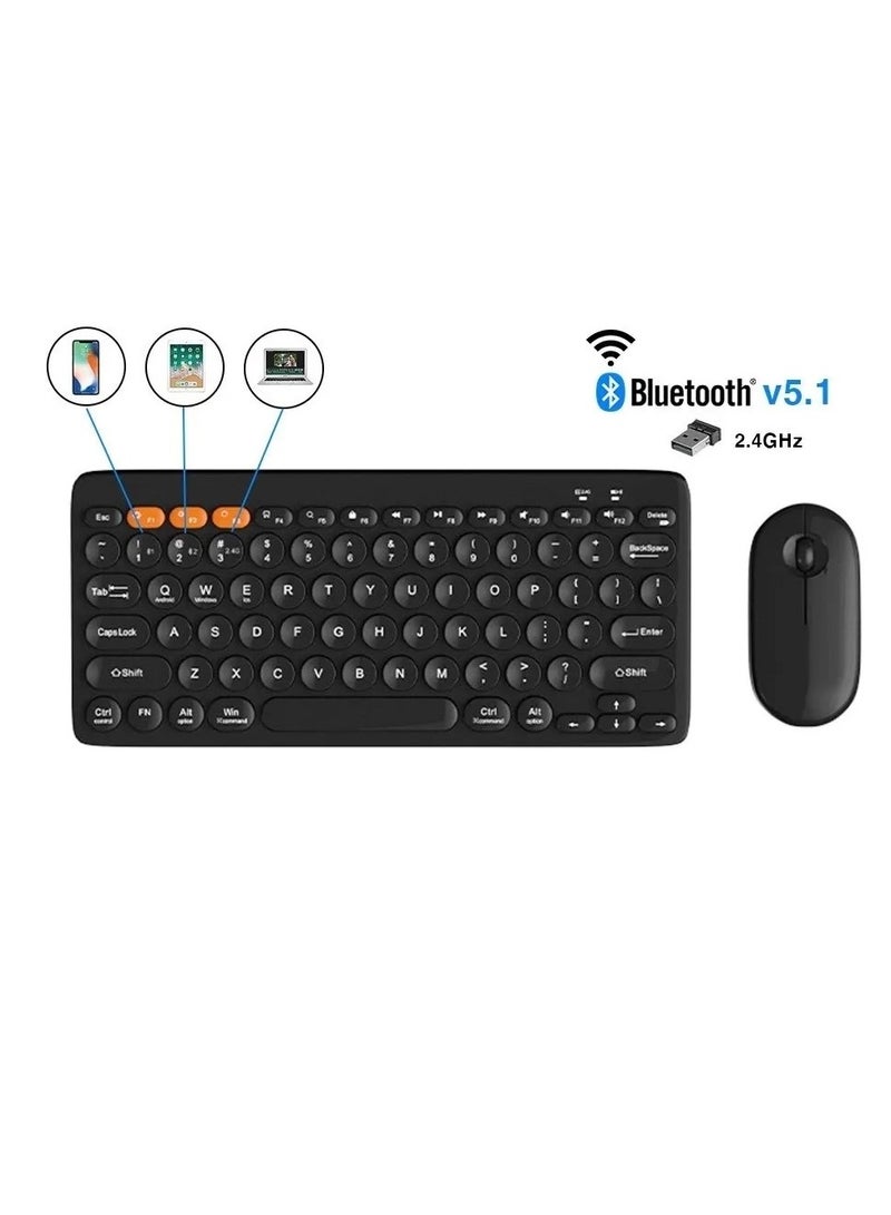 KM902 Dual Mode Bluetooth & Wireless Keyboard and Mouse Set - 3 Multi-Device (2.4G / BT1/ BT2) -10M Distance - (AR/ENG) Key - One USB Receiver for combo - PC/Laptop (Black)  - Image 2