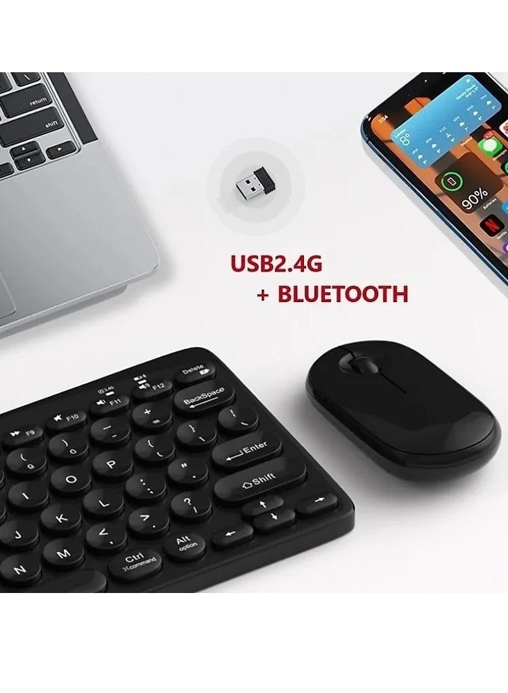 KM902 Dual Mode Bluetooth & Wireless Keyboard and Mouse Set - 3 Multi-Device (2.4G / BT1/ BT2) -10M Distance - (AR/ENG) Key - One USB Receiver for combo - PC/Laptop (Black)  - Image 4