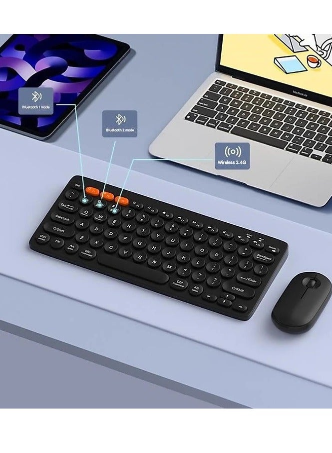 KM902 Dual Mode Bluetooth & Wireless Keyboard and Mouse Set - 3 Multi-Device (2.4G / BT1/ BT2) -10M Distance - (AR/ENG) Key - One USB Receiver for combo - PC/Laptop (Black)  - Image 3