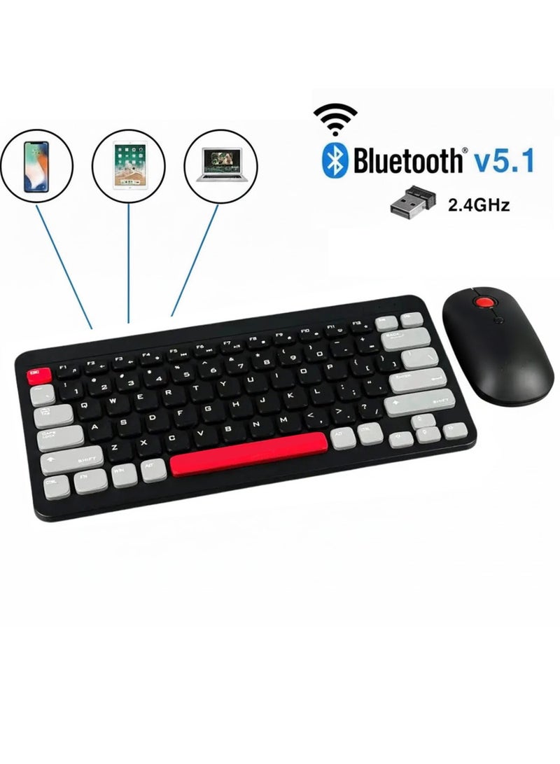 PT-680 Dual Mode Bluetooth & Wireless Keyboard and Mouse Set - 3 Multi-Device (2.4G / BT1/ BT2) -10M Distance - (AR/ENG) Key - One USB Receiver for combo - PC/Laptop (Black) - Image 5