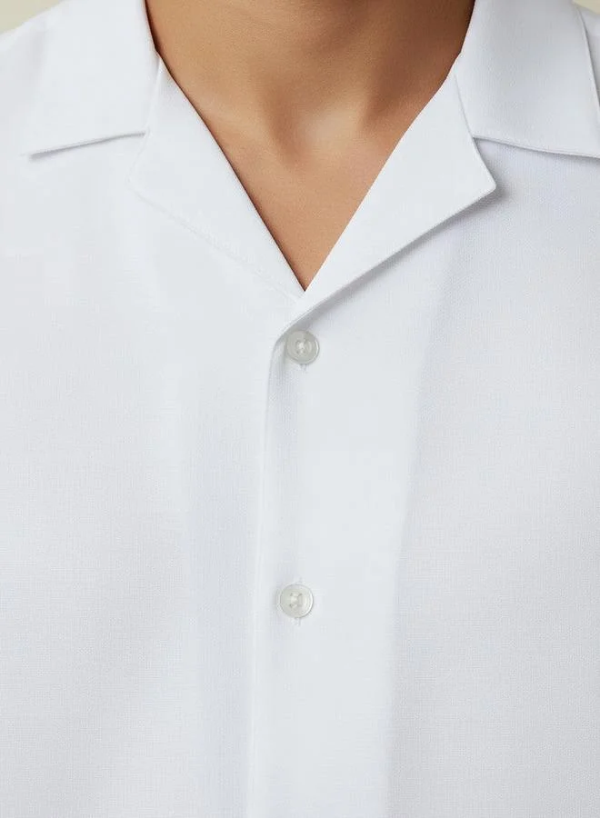 Splash FAV White Men Regular Fit Camp Collar Textured Short Sleeves Shirt for Men | Best Price UAE