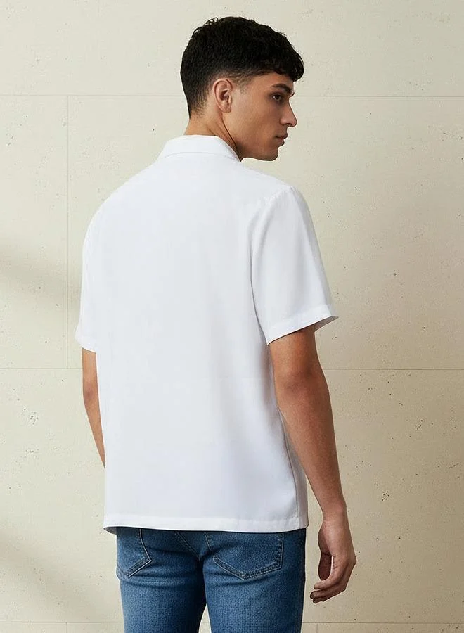Splash FAV White Men Regular Fit Camp Collar Textured Short Sleeves Shirt for Men | Best Price UAE