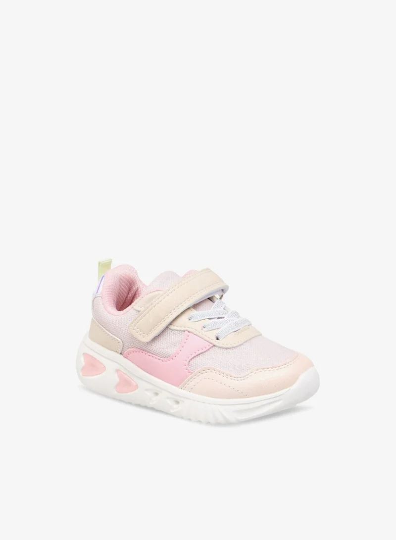 Flora Bella By Shoexpress Girls Colourblock Light-Up Sneakers with Hook and Loop Closure