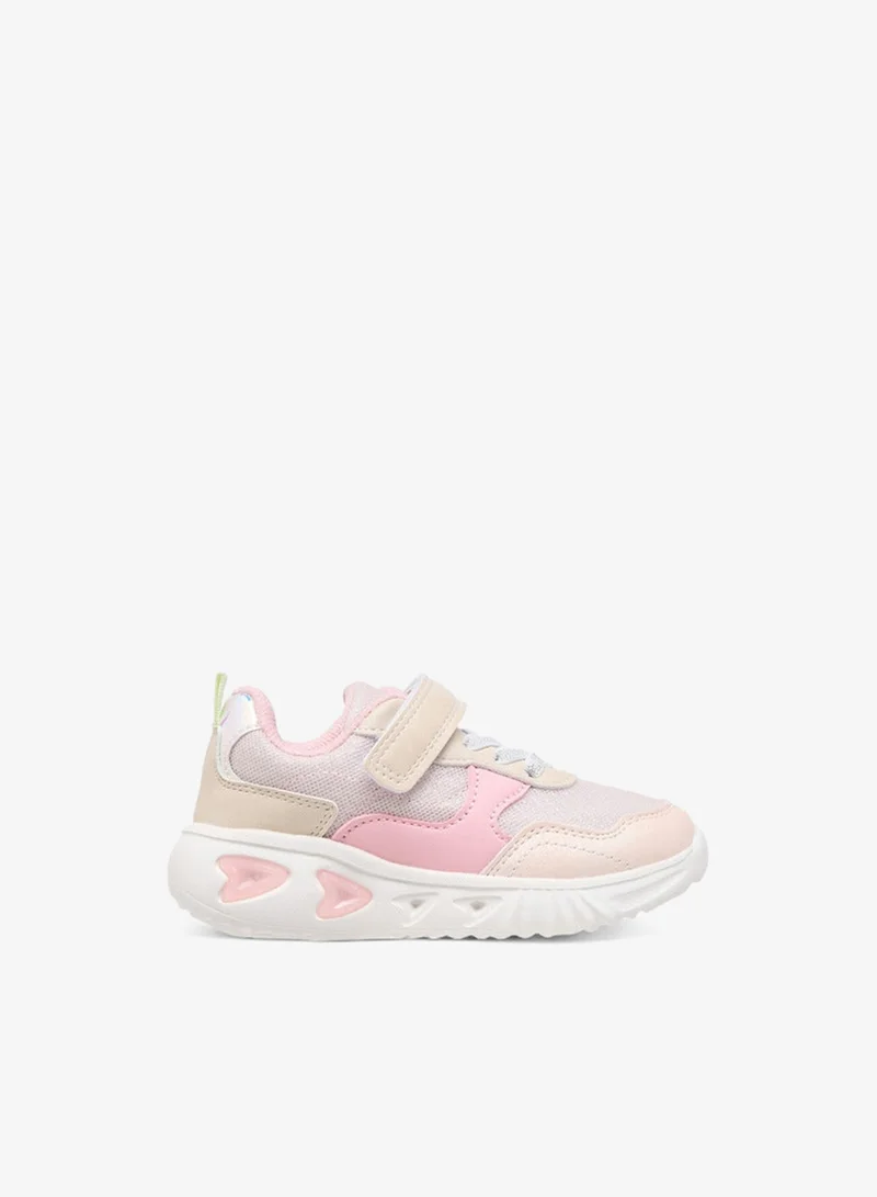 Flora Bella By Shoexpress Girls Colourblock Light-Up Sneakers with Hook and Loop Closure