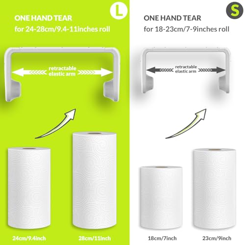 simpletome Paper Towel Holder Under Cabinet or Wall Mount ONE Hand Operation Tension Arm Kitchen Roll Holder Black for 2428cm9411inches roll - Image 3