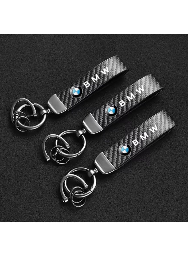 YoYoTech Luxury BMW Keychain Carbon Fiber Stylish Car Key Holder with Strong Lock Simple Design and Durable Build Comes with a Premium Stylish keychain with gunmetal-coloured rings,perfect for men,featuring key ring. - Image 1