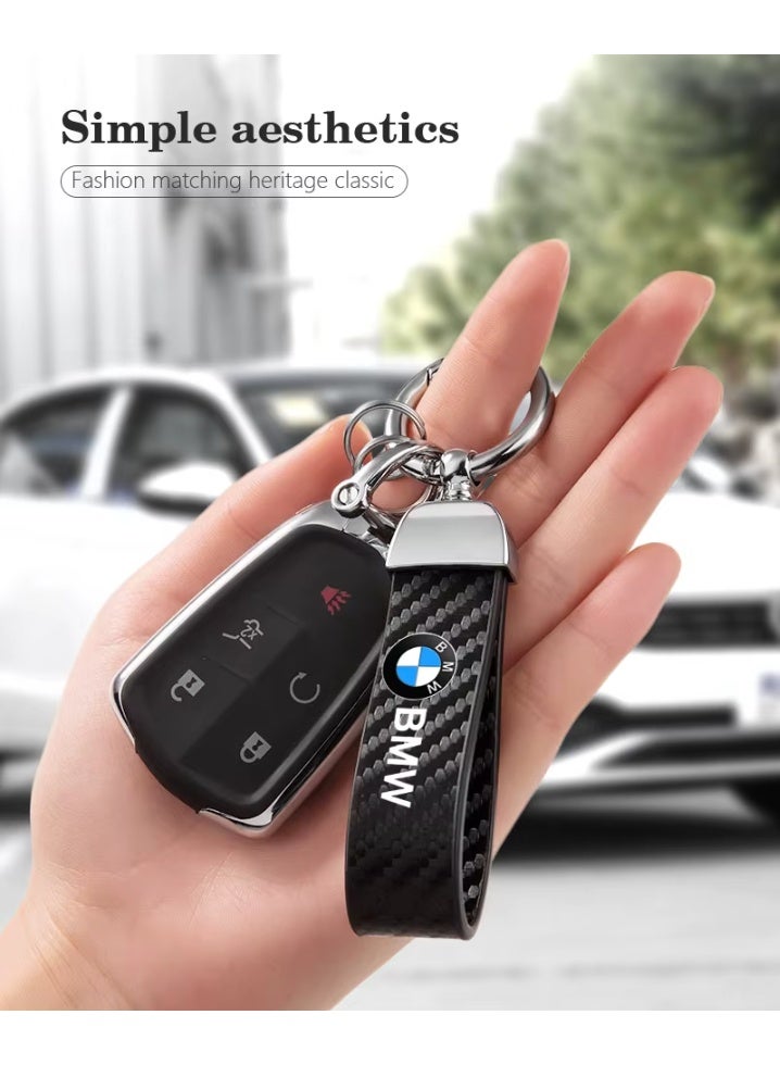 YoYoTech Luxury BMW Keychain Carbon Fiber Stylish Car Key Holder with Strong Lock Simple Design and Durable Build Comes with a Premium Stylish keychain with gunmetal-coloured rings,perfect for men,featuring key ring. - Image 2
