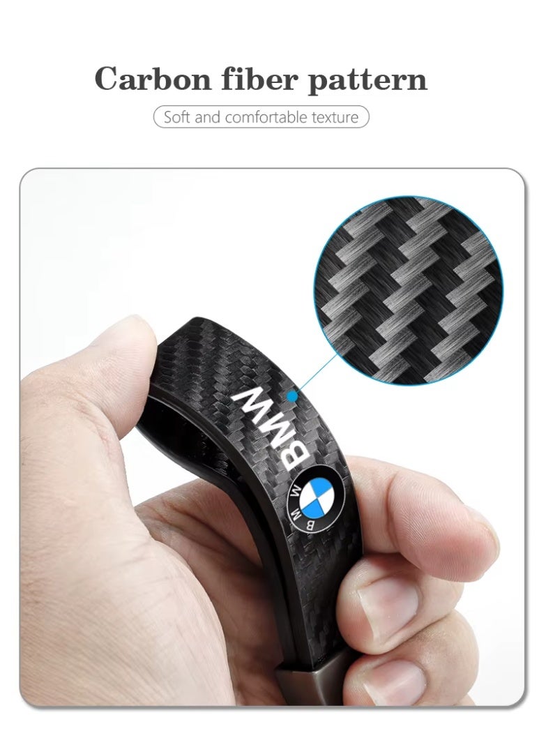 YoYoTech Luxury BMW Keychain Carbon Fiber Stylish Car Key Holder with Strong Lock Simple Design and Durable Build Comes with a Premium Stylish keychain with gunmetal-coloured rings,perfect for men,featuring key ring. - Image 4