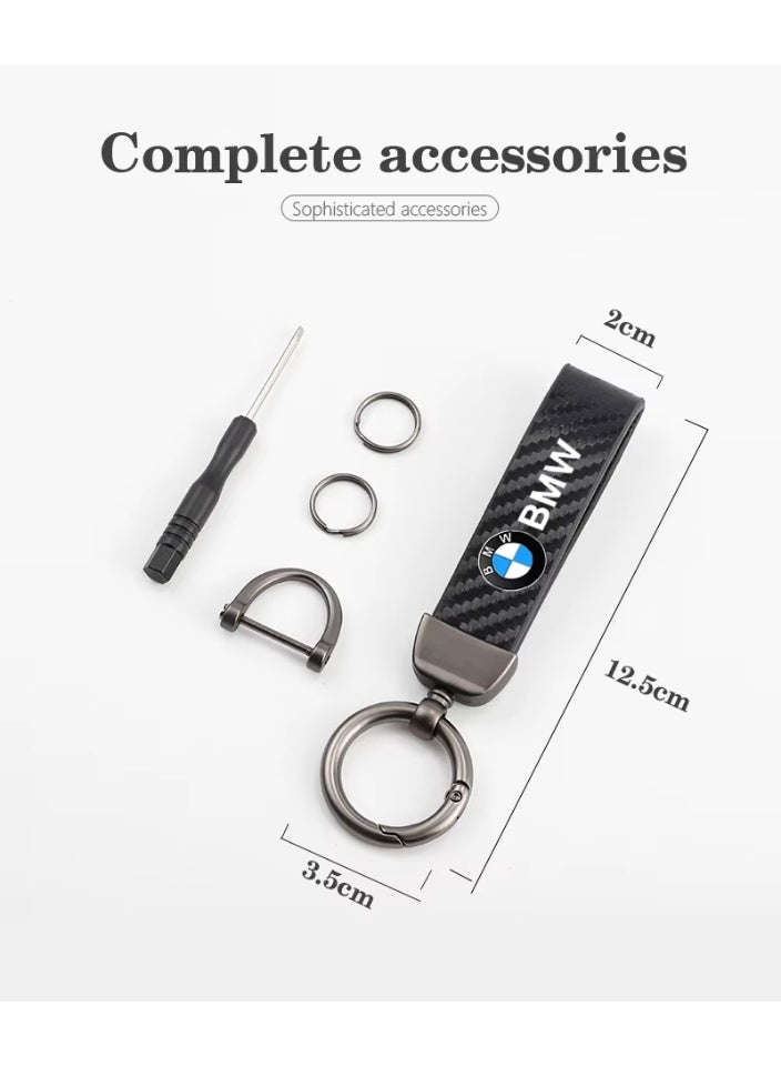 YoYoTech Luxury BMW Keychain Carbon Fiber Stylish Car Key Holder with Strong Lock Simple Design and Durable Build Comes with a Premium Stylish keychain with gunmetal-coloured rings,perfect for men,featuring key ring. - Image 5
