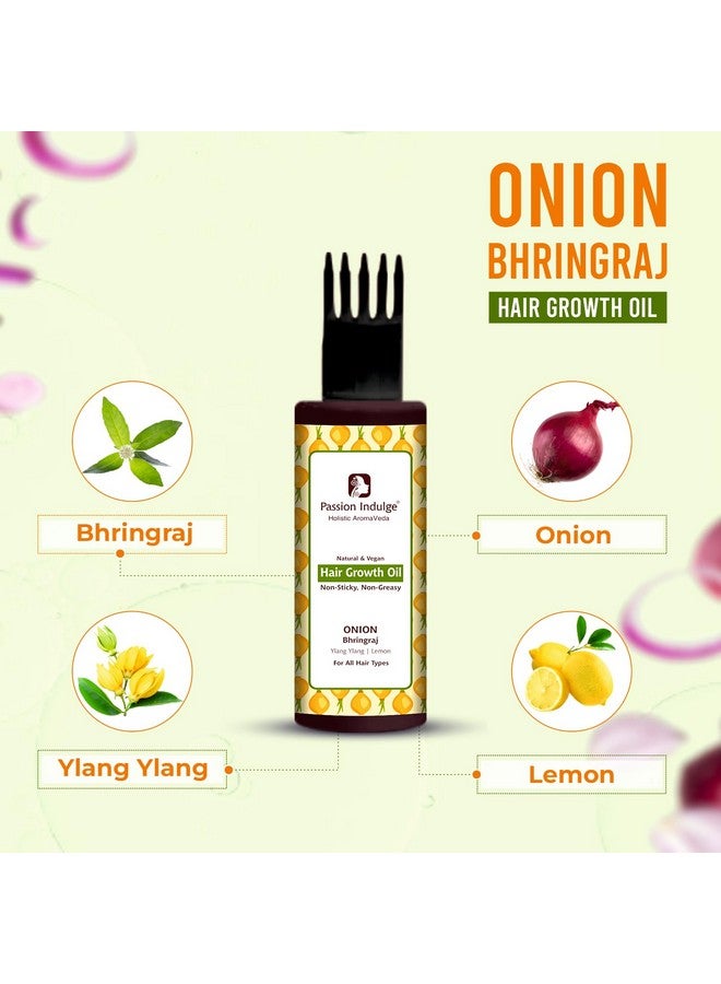 باشن إندلج زيت نمو الشعر بالبصل والبرينجراج | غير لزج وغير دهني | طبيعي ونباتي | مستخلص زيت البرينجراج واليلانغ يلانغ والبصل والليمون | لجميع أنواع الشعر - 100 مل