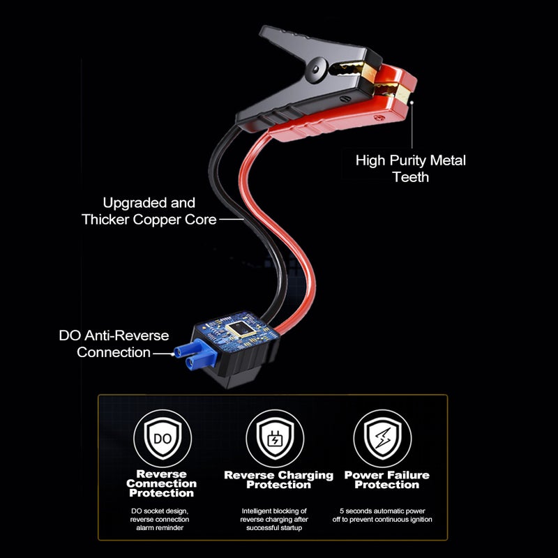 Portable Jump Starter with Air Compressor 8000mAh Car Battery Jumper Starter Battery Pack 150PSI Tire Inflator 12V Car Battery Booster Pack with LED Display - Image 5