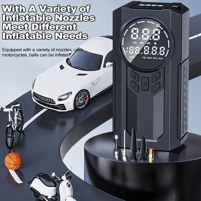 Portable Jump Starter with Air Compressor 8000mAh Car Battery Jumper Starter Battery Pack 150PSI Tire Inflator 12V Car Battery Booster Pack with LED Display - Image 2
