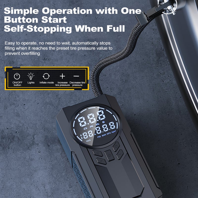 Portable Jump Starter with Air Compressor 8000mAh Car Battery Jumper Starter Battery Pack 150PSI Tire Inflator 12V Car Battery Booster Pack with LED Display - Image 4