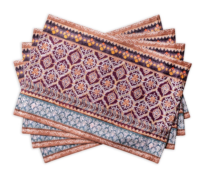 Maison d' Hermine Maison dHermine Placemats Set of 4 100 Cotton Washable Cloth Place Mats Reusable Table Mats for Kitchen Dining Decoration Party Wedding Restaurant Fair Isle 13 x 19