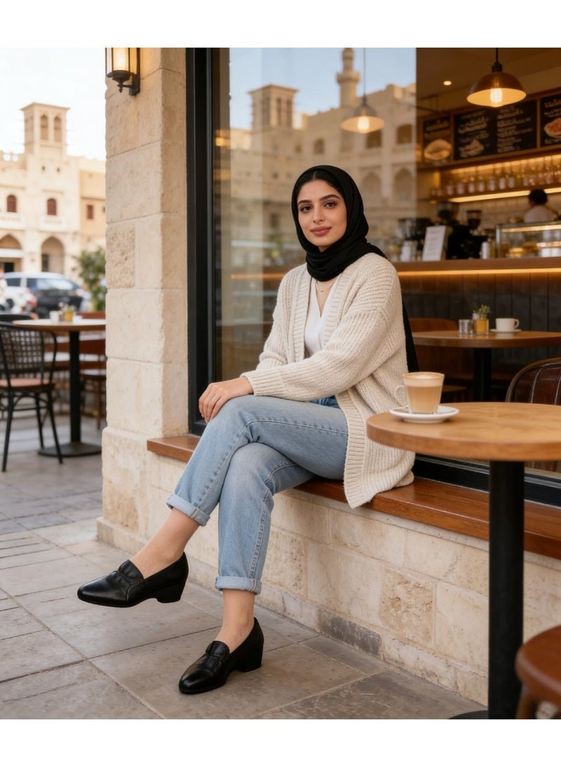 Incredibly Simple & Comfortable Women's Casual Shoes.  Women's Genuine Leather Wedge Loafers, Square Toe, 3-4cm Low Wedge Heel, Comfortable Office & Daily Walking Shoes, Versatile for Formal & Casual Wear - Image 4