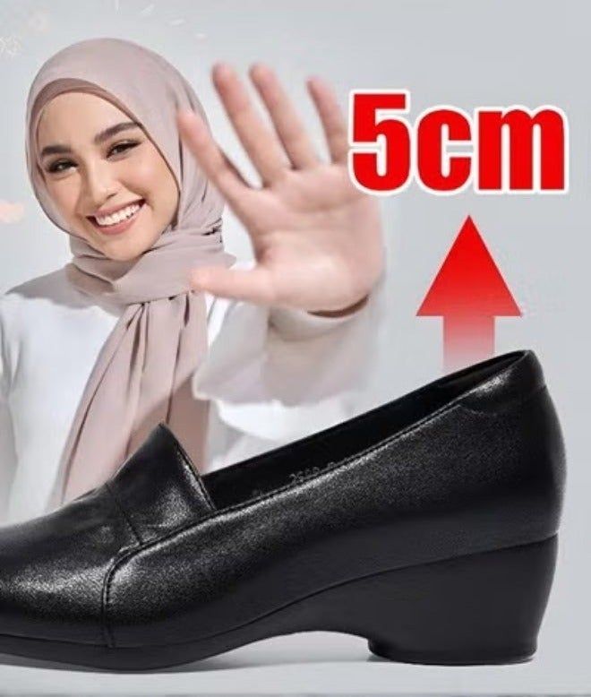 Incredibly Simple & Comfortable Women's Casual Shoes.  Women's Genuine Leather Wedge Loafers, Square Toe, 3-4cm Low Wedge Heel, Comfortable Office & Daily Walking Shoes, Versatile for Formal & Casual Wear - Image 5