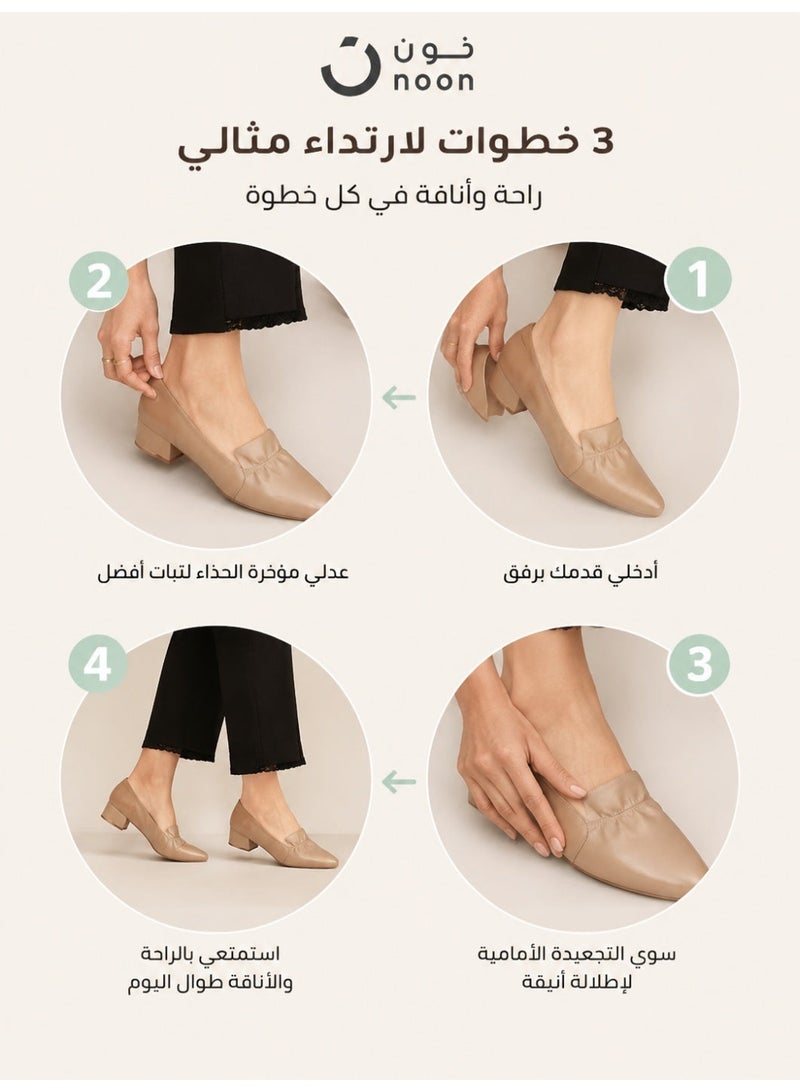 Incredibly Simple & Comfortable Women's Casual Shoes.  Women's Genuine Leather Wedge Loafers, Square Toe, 3-4cm Low Wedge Heel, Comfortable Office & Daily Walking Shoes, Versatile for Formal & Casual Wear - Image 4