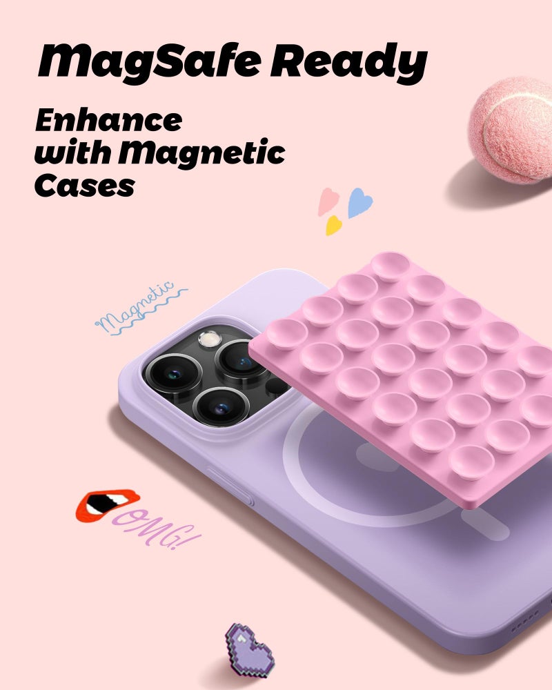 amBand Airplane Travel Essentials Phone Holder, Anti-Slip Magnetic Suction Cup Phone Mount for iPhone Fits Magsafe Attachment, Influencer/Sharer/Content Creator Must Haves for Selfie/Video, Peony Pink - Image 2