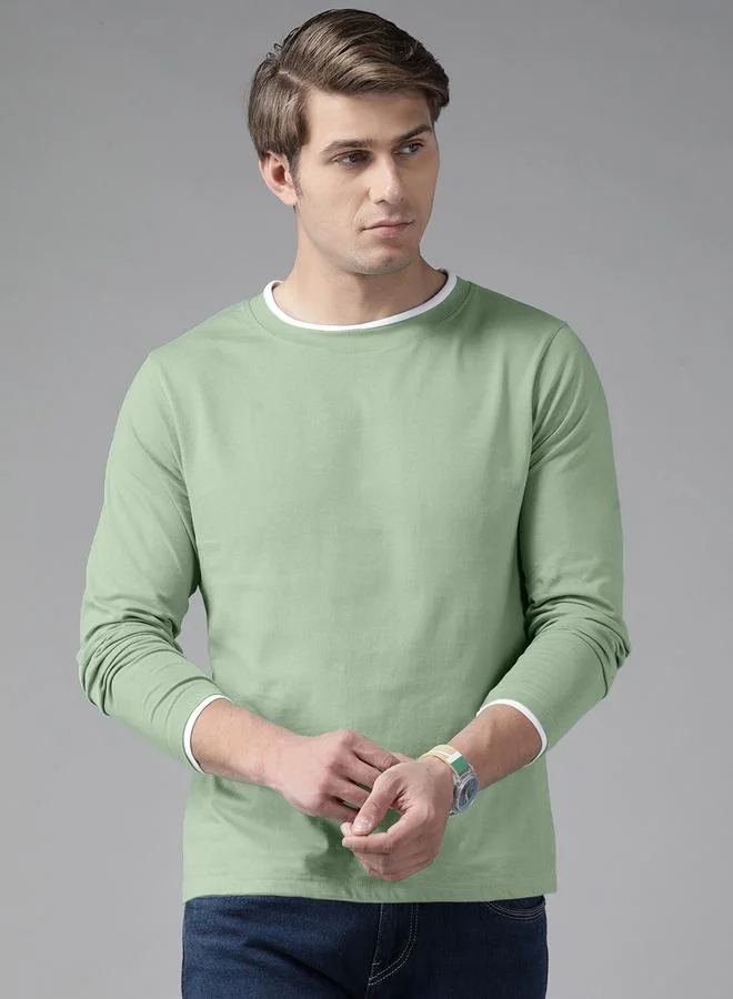 تايك تو تيشيرت رجالي أخضر سادة بأكمام طويلة من ذا دراي ستيت