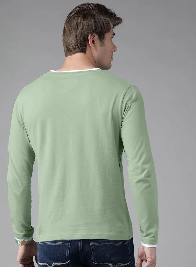 تايك تو تيشيرت رجالي أخضر سادة بأكمام طويلة من ذا دراي ستيت
