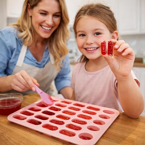 Asofelk 2PCS Silicone Pill Mold Trays for Making Pills, 5 Size Capsule Shaped Candy Molds for Chocolate & Pill Molds for Making Pills Capsule Silicone Filling Fillers Presser Maker - Image 4