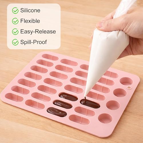 Asofelk 2PCS Silicone Pill Mold Trays for Making Pills, 5 Size Capsule Shaped Candy Molds for Chocolate & Pill Molds for Making Pills Capsule Silicone Filling Fillers Presser Maker - Image 3