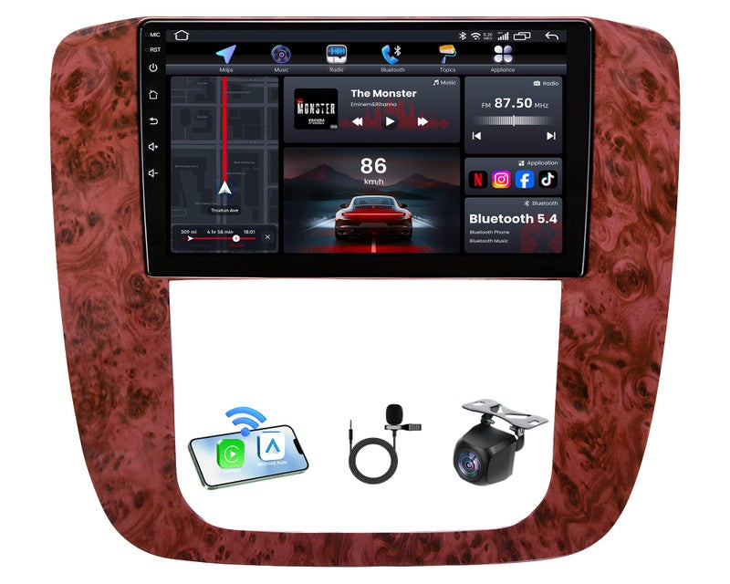 Jerqry 8Core+32G ROM Android 13 Car Radio for Chevy Tahoe Suburban Silverado GMC Yukon 2007-2013: 9" HD IPS Touchscreen Stereo with Carplay Android Auto 5G WiFi Bluetooth5.0 Backup Camera GPS FM/AM DSP SWC - Image 1