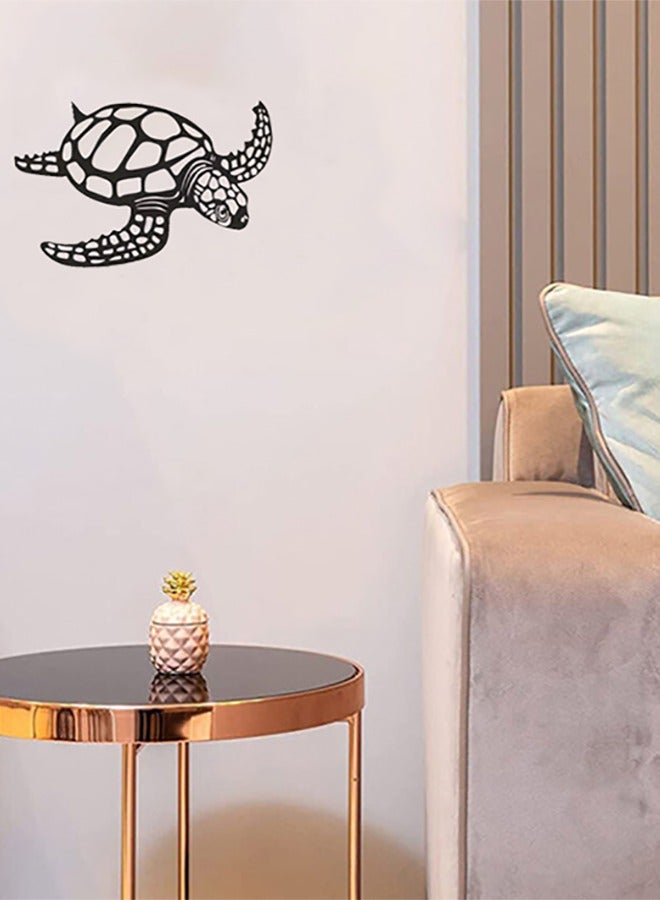 لينند 1 قطعة , شاطئ جدار زخرفة , معدن سلحفاة جدار زخرفة فنيّة , بديعة بحر أسود سلحفاة شاطئ موضوع جدار فن , غرفة معيشة زخرفة - Image 3