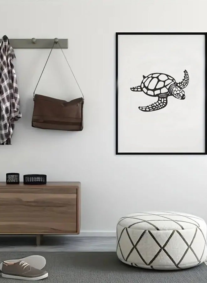 لينند 1 قطعة , شاطئ جدار زخرفة , معدن سلحفاة جدار زخرفة فنيّة , بديعة بحر أسود سلحفاة شاطئ موضوع جدار فن , غرفة معيشة زخرفة - Image 4