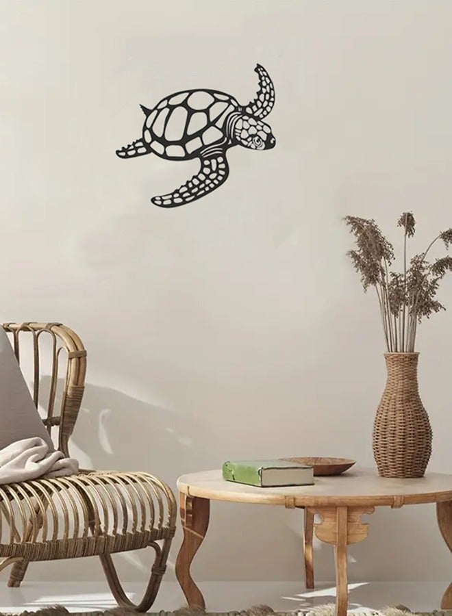 لينند 1 قطعة , شاطئ جدار زخرفة , معدن سلحفاة جدار زخرفة فنيّة , بديعة بحر أسود سلحفاة شاطئ موضوع جدار فن , غرفة معيشة زخرفة - Image 5