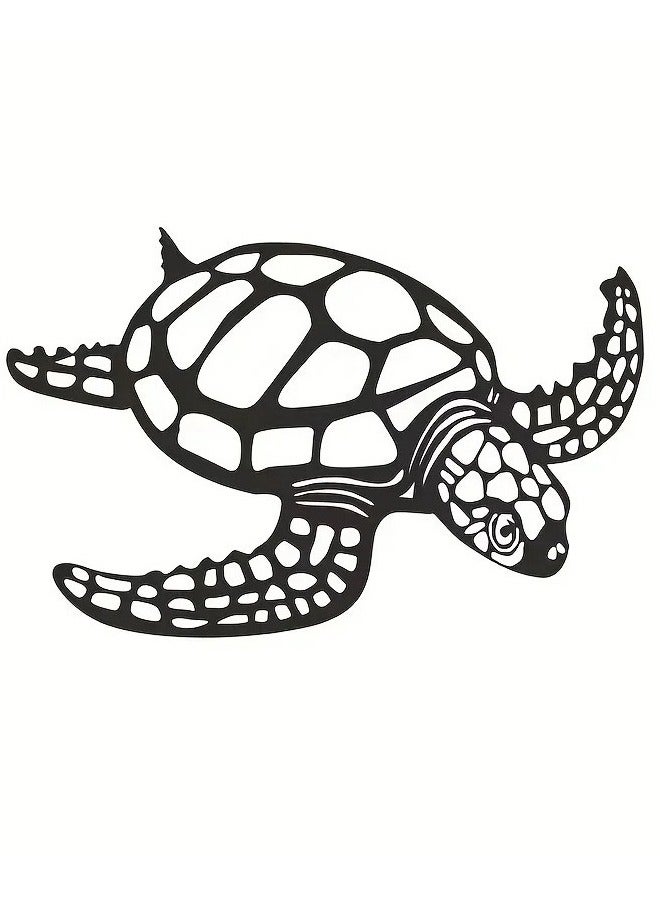 لينند 1 قطعة , شاطئ جدار زخرفة , معدن سلحفاة جدار زخرفة فنيّة , بديعة بحر أسود سلحفاة شاطئ موضوع جدار فن , غرفة معيشة زخرفة - Image 1