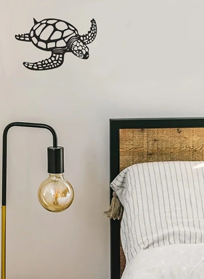 لينند 1 قطعة , شاطئ جدار زخرفة , معدن سلحفاة جدار زخرفة فنيّة , بديعة بحر أسود سلحفاة شاطئ موضوع جدار فن , غرفة معيشة زخرفة - Image 2