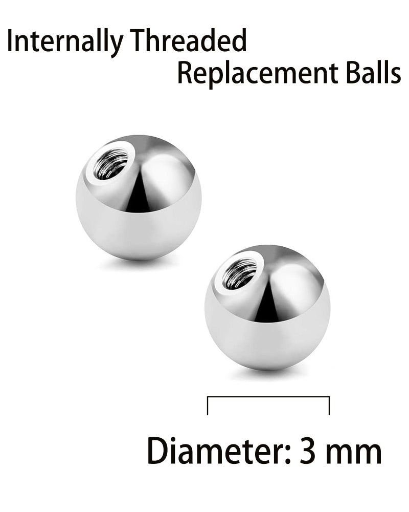 TKWXE Piercing Balls Replacement 16G 3mm Stainless Steel Piercing Ball Grabber Tool for for Septum,Tragus,Cartilage,Helix,Medusa,Eyebrow Piecings,Silver,60 Pieces - Image 5