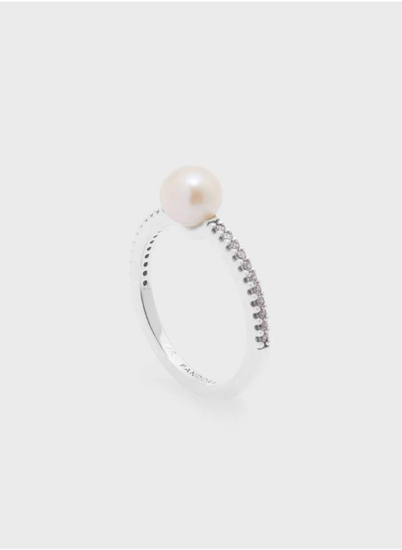 PANDORA Treated Freshwater Cultured Pearl & Pavé Ring