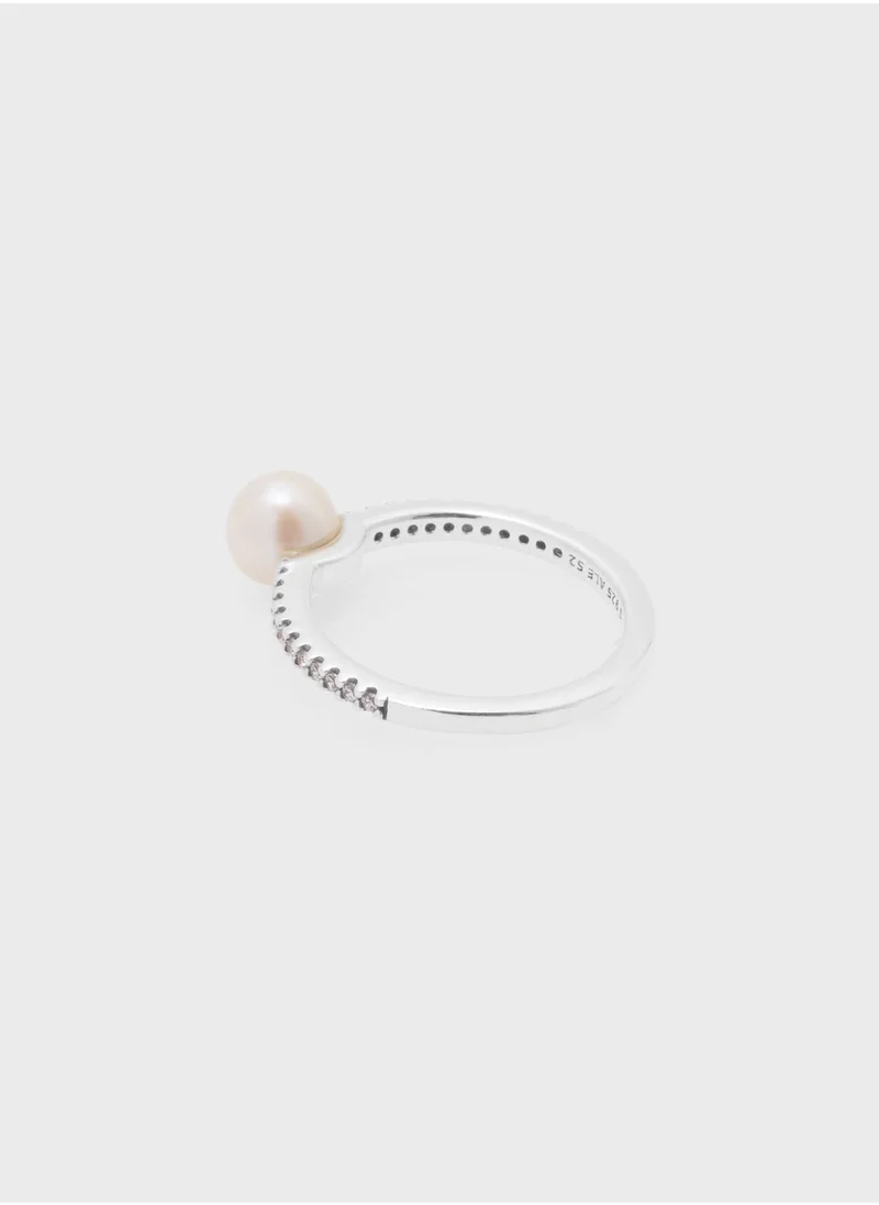 PANDORA Treated Freshwater Cultured Pearl & Pavé Ring