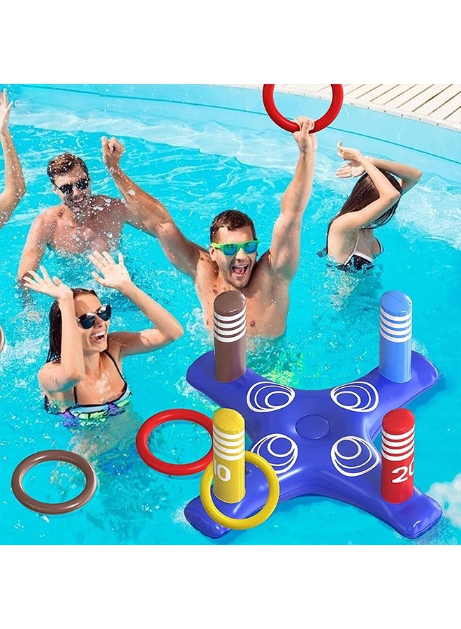 Beauenty Pool Toys Games Set 3 Sets Pool Floats Toys For Adults And Family  Floating Basketball Hoop & Inflatable Cactus Ring Toss Fun Summer Water Swimming Pool Games - Image 2