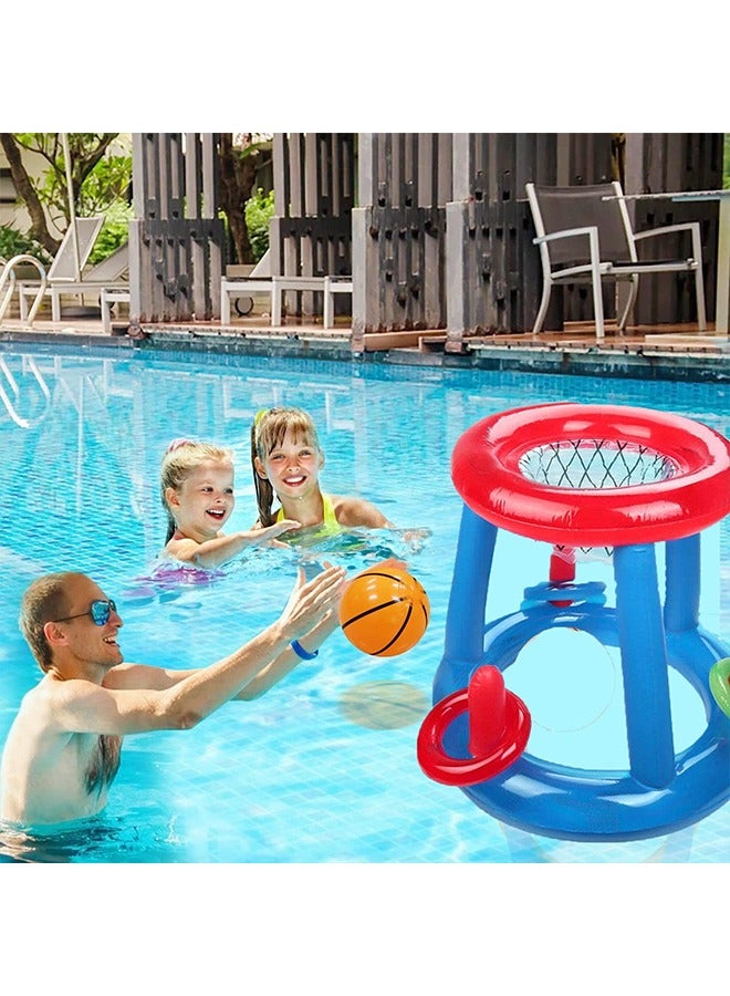 Beauenty Pool Toys Games Set 3 Sets Pool Floats Toys For Adults And Family  Floating Basketball Hoop & Inflatable Cactus Ring Toss Fun Summer Water Swimming Pool Games - Image 3