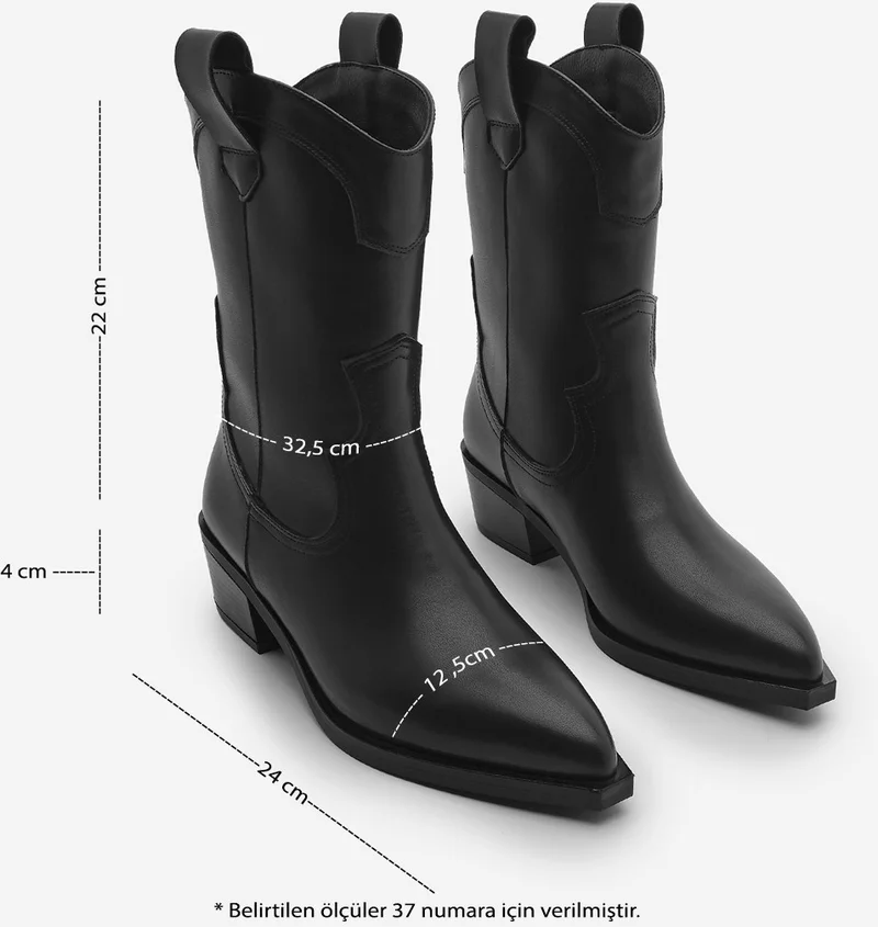 MARJIN Women's Thick Heel Pointed Toe Western Boots Baliva