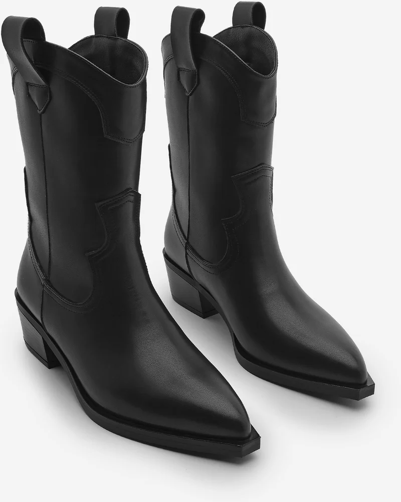 MARJIN Women's Thick Heel Pointed Toe Western Boots Baliva