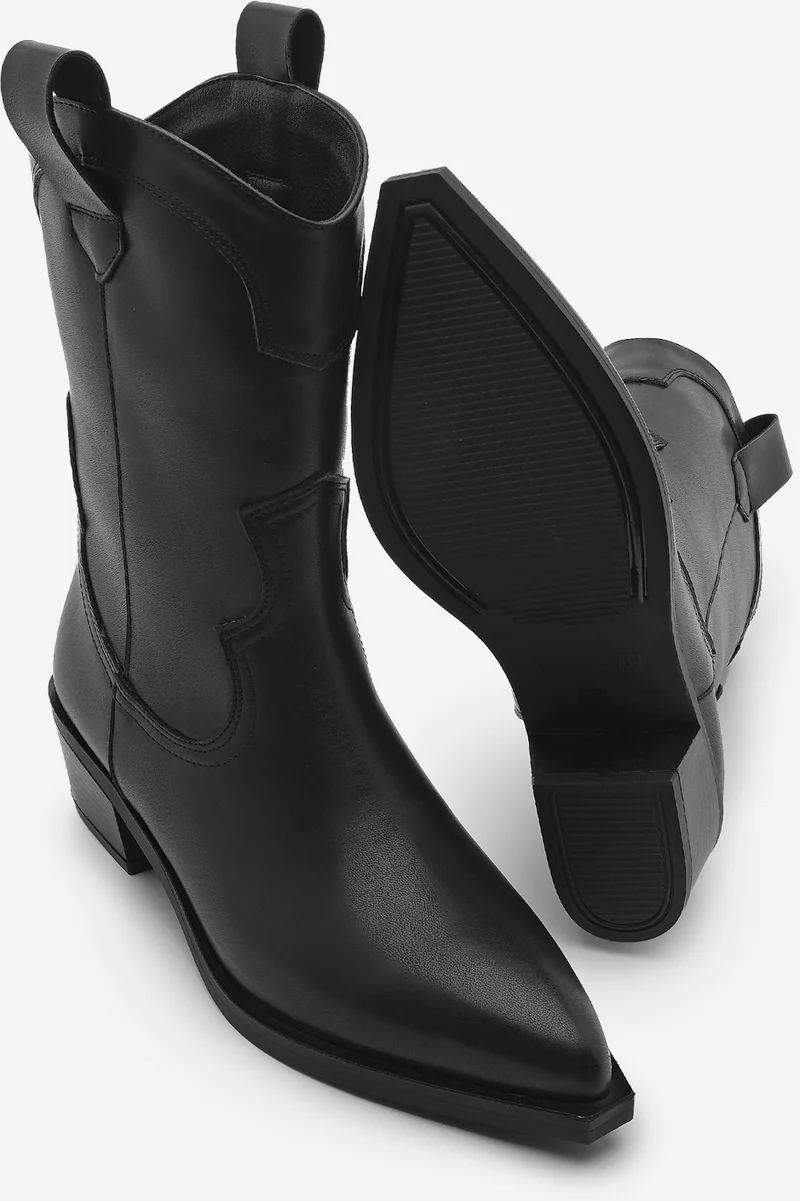 MARJIN Women's Thick Heel Pointed Toe Western Boots Baliva