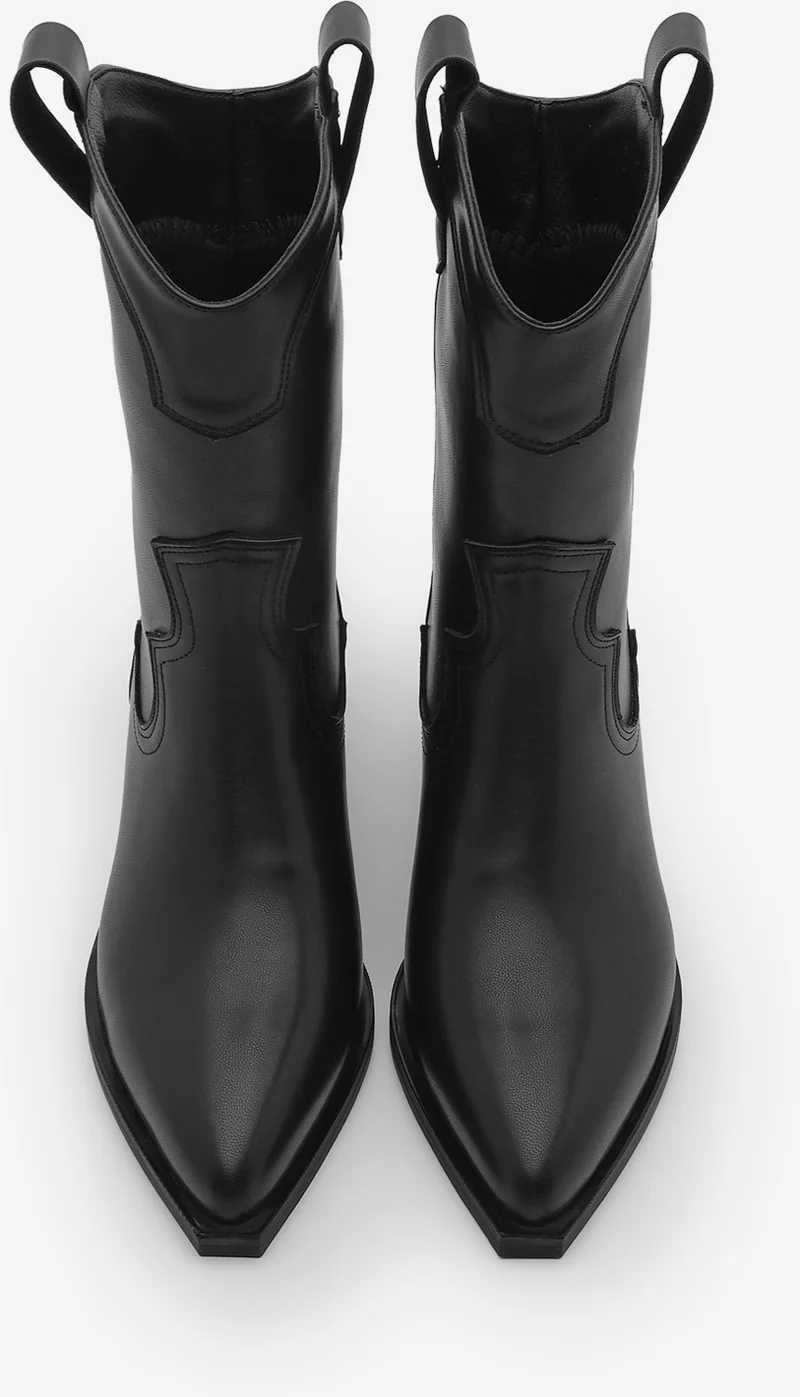 MARJIN Women's Thick Heel Pointed Toe Western Boots Baliva